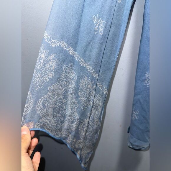 New York City Design Co Blue BOHO Fairy whimsical Silk Tunic Blouse VTG L EUC - Picture 4 of 8